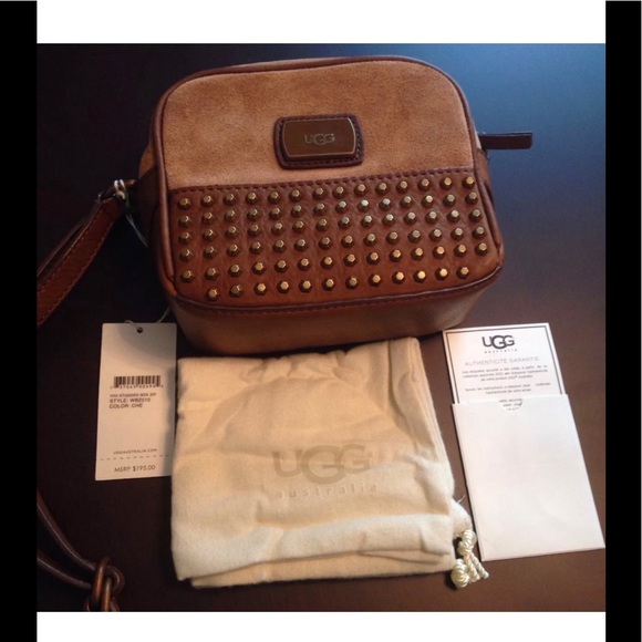 UGG Handbags - NWT UGG Australia “Vivi” Studded Box Zip Chestnut Crossbody Bag
